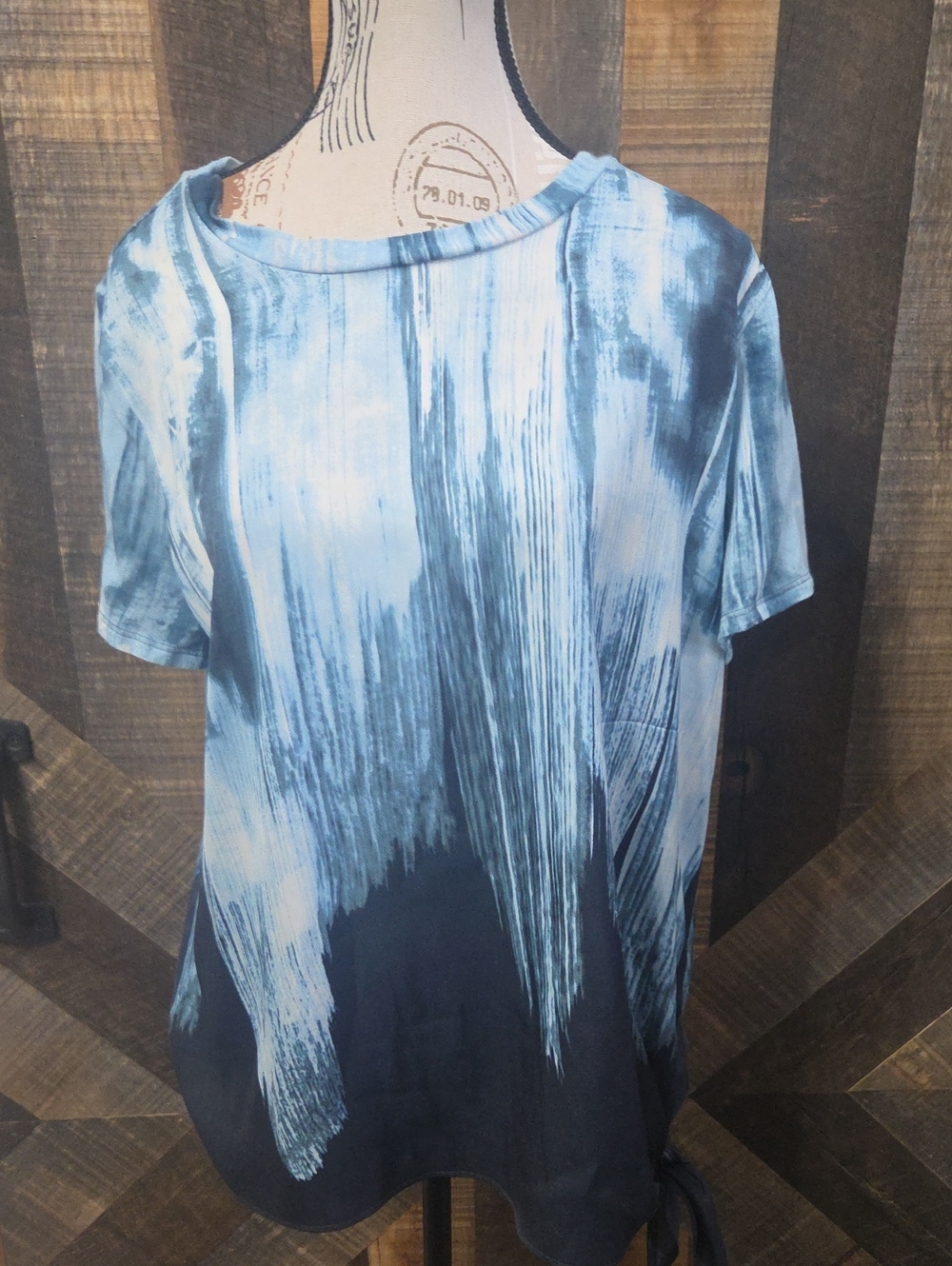 Simply Vera Vera Wang Blue Brushstroke Short-Sleeve Top